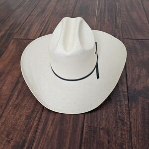 Larry Mahan Cream Cowboy Hat with Black Band Size 6 5/8